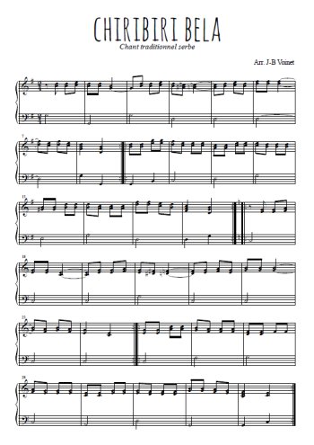Téléchargez l'arrangement pour piano de la partition de Chiribiri bela en PDF